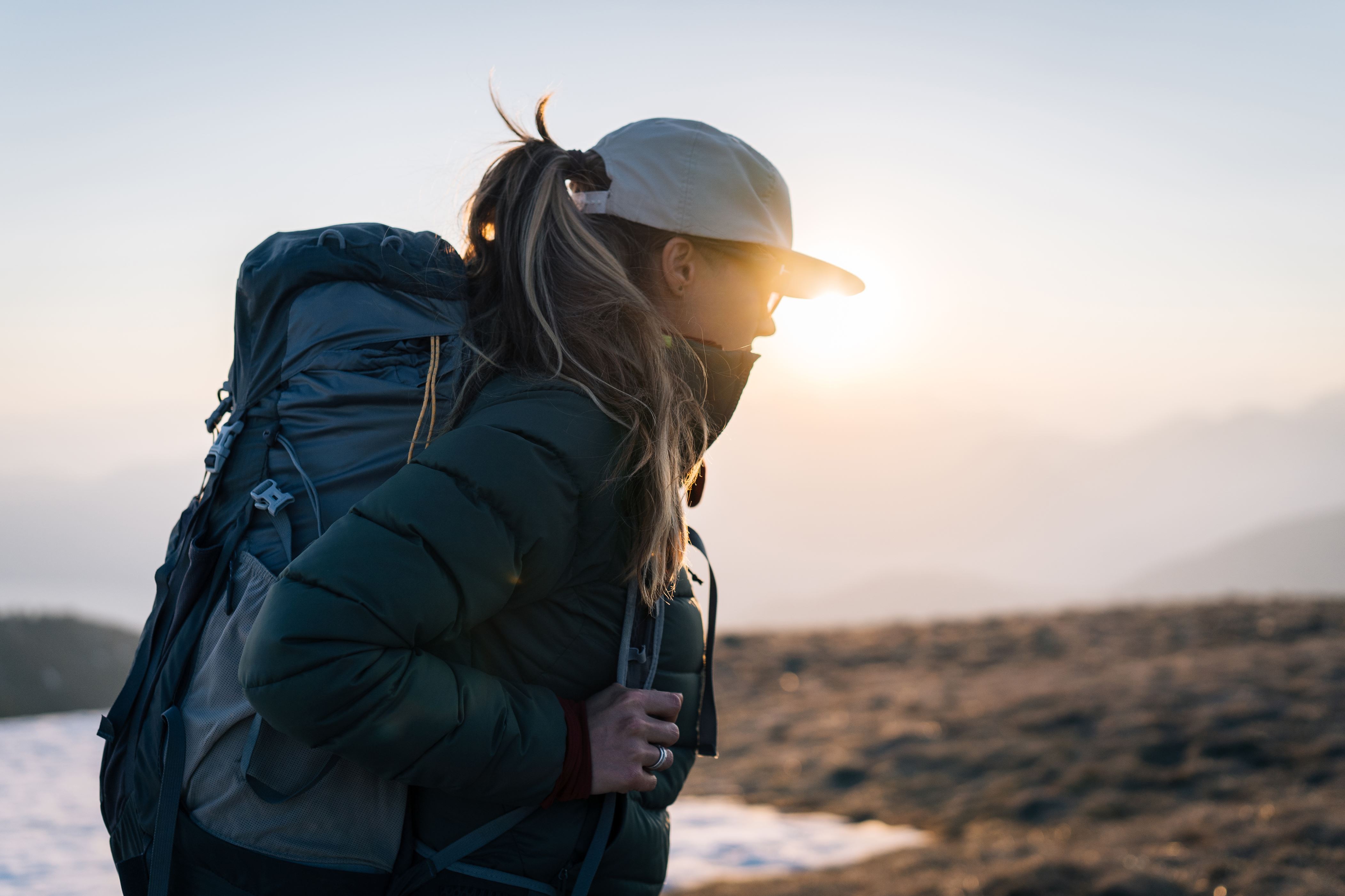 Woman hiking with a backpack